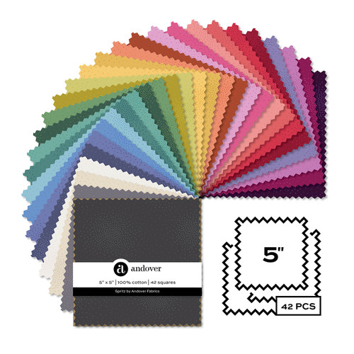 Spritz by Andover Fabrics - Twelve 5 X 5 Charm Squares- 42 Cuts Each