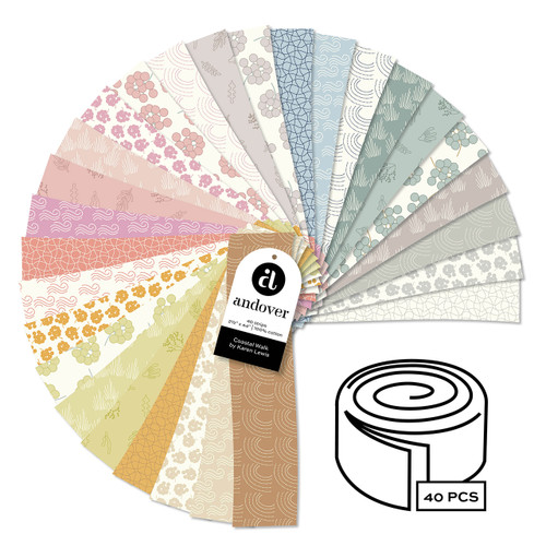 Coastal Walk - Four 2.5 Inch Strip Rolls - 40 Cuts Each