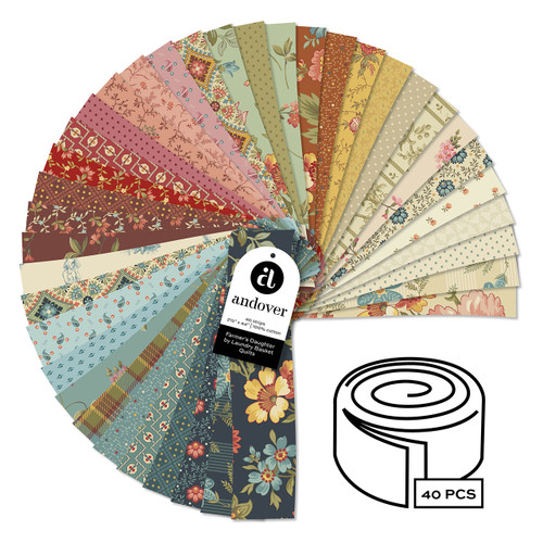 Farmer's Daughter by Laundry Basket Quilts - Four 2.5 Inch Strips - 40 Cuts Each