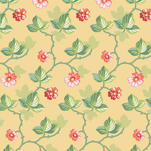 Poppies by Andover Fabrics Floral Vine Yellow