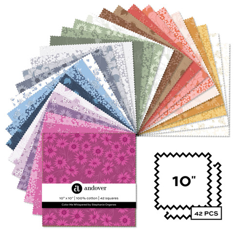 Color Me Whispered by Stephanie Organes - Four 10 X 10 Squares - 42 Cuts Each
