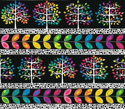 Sweet Tweets by Kim Schaefer Rainbow Tree Stripe Black