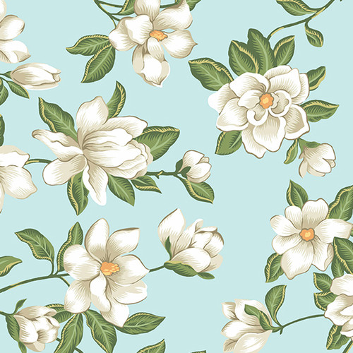 Magnolia by Andover Fabrics Large Magnolia Light Blue