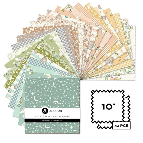 Little Ones by Makower UK - Four 10 X 10 Squares - 42 Cuts Each