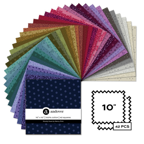 Moody Hues - Four 10 X 10 Squares - 42 Cuts Each