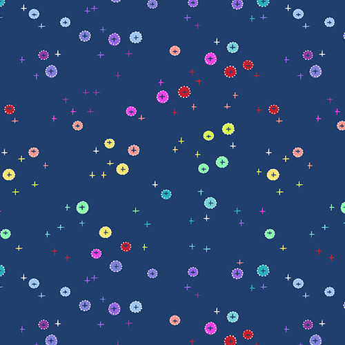 Rainbow Sprinkles by Andover Fabrics Rainbow Buttons Navy