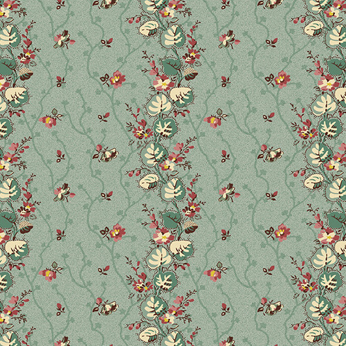 Anne's English Scrapbox by Di Ford-Hall Floral Stripe Teal