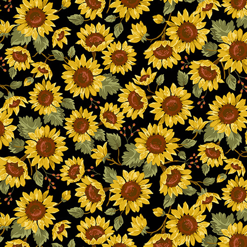 Sunflower Field by Andover Fabrics Sunflower Fields Black