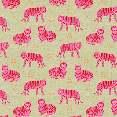 Tiger Plant by Sarah Golden Tigers on Tailored Cloth Fuschia