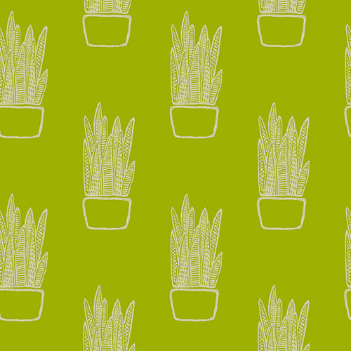 Tiger Plant by Sarah Golden Snake Plant on Tailored Cloth Chartreuse