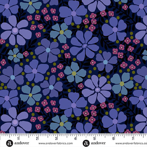 Mystic Meadow 108s by Nancy Rink Packed Floral Blue