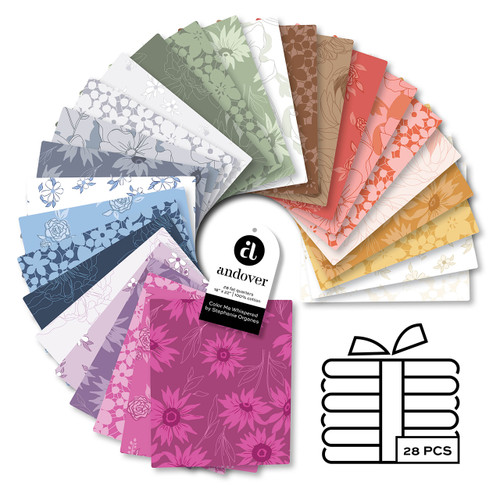 Color Me Whispered by Stephanie Organes - Four 22 X 18 FQ Bundles - 28 Cuts Each