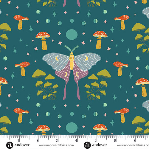 Celestial Garden by Alexandra Bordallo Moonlit Moths Twilight Teal