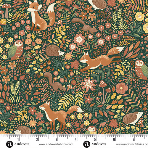 Hello Autumn by Makower UK Wild Wood Green