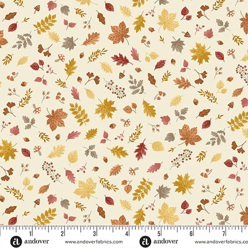 Hello Autumn by Makower UK Foliage Cascade Cream