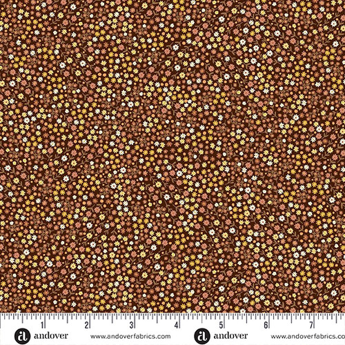 Hello Autumn by Makower UK Mini Blooms Brown