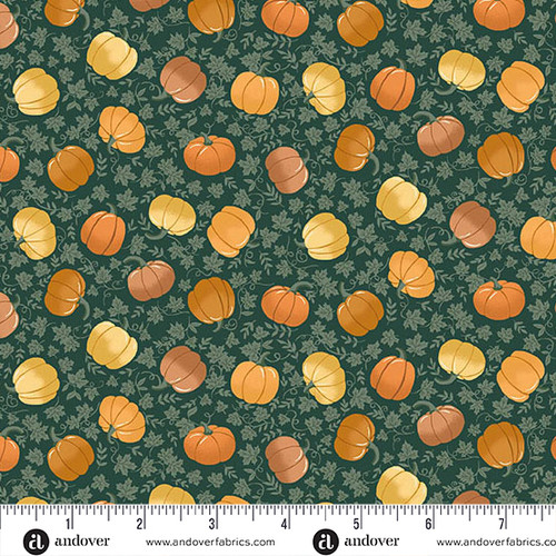 Hello Autumn by Makower UK Pumpkin Spice Green