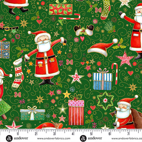 Jolly Saint Nick by Makower UK Merry Magic Green