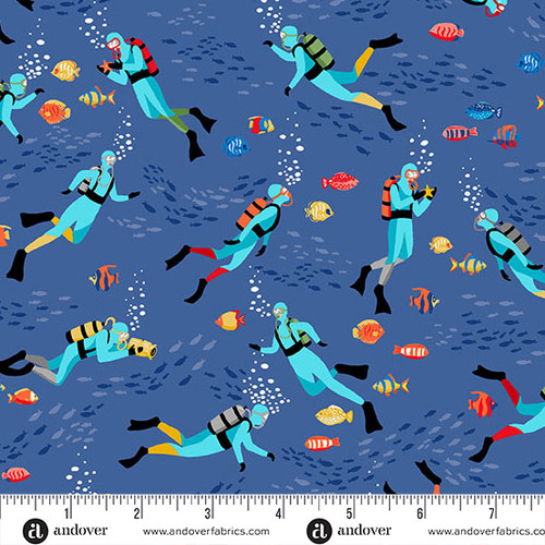 Deep Blue Sea by Makower UK Divers Dark Blue