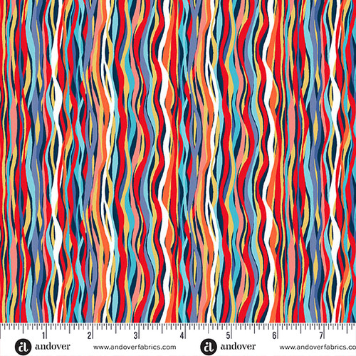 Deep Blue Sea by Makower UK Wave Stripe Dark Blue