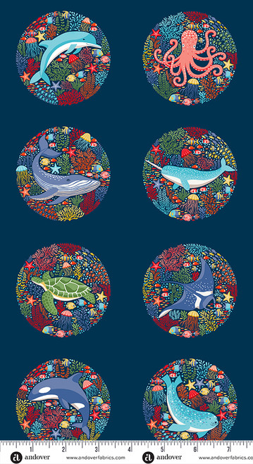 Deep Blue Sea by Makower UK Panel Blue