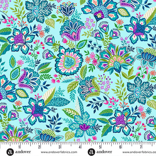 Tropica by Makower UK Botanical Teal