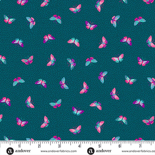 Tropica by Makower UK Butterflies Blue