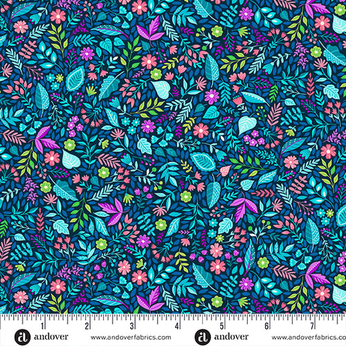 Tropica by Makower UK Foliage Blue