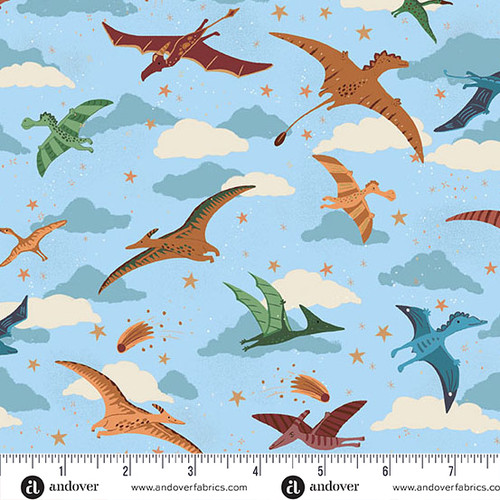 Prehistoric by Makower UK Soar Light Blue