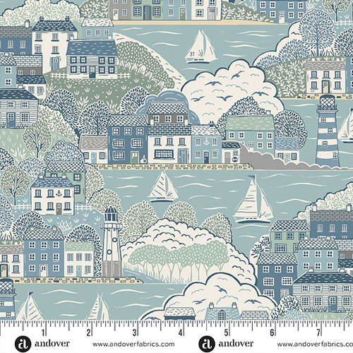 Driftwood by Makower UK Cove Light Blue