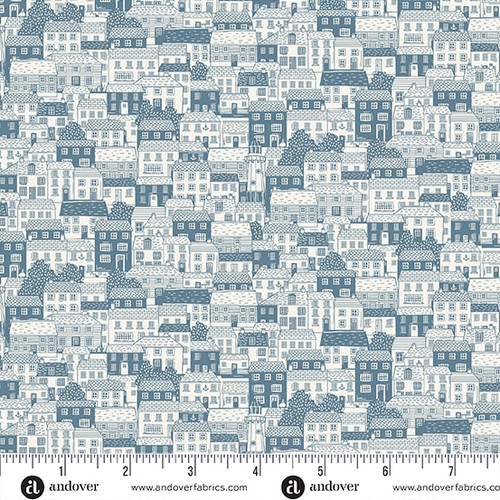 Driftwood by Makower UK Cottages Blue