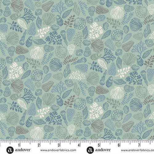 Driftwood by Makower UK Shells Green