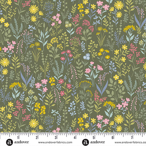 Petite Fleur by Makower UK Meadow Green