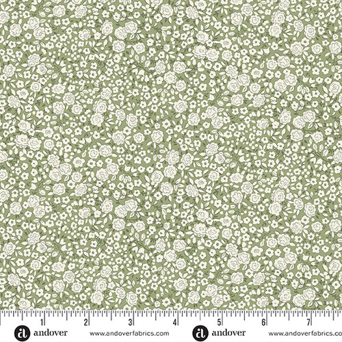 Petite Fleur by Makower UK Blossom Green