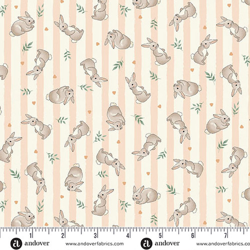 Little Ones by Makower UK Bunnies Coral