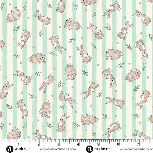 Little Ones by Makower UK Bunnies Teal