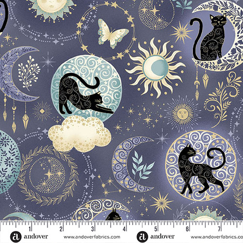 Charmed by Makower UK Twilight  Blue