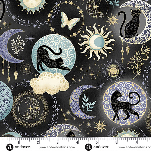 Charmed by Makower UK Twilight  Black