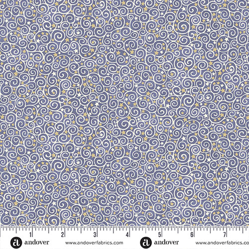 Charmed by Makower UK Scroll Blue