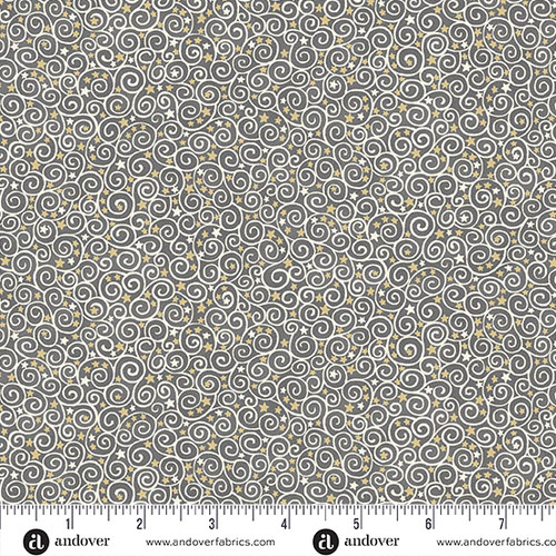 Charmed by Makower UK Scroll Grey