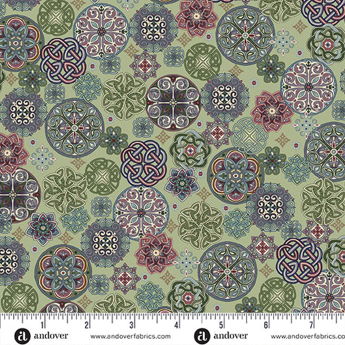 Kindred by Makower UK Knots Green