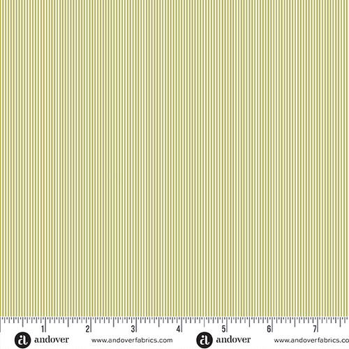 Petite Fleur by Makower UK Pin Stripe Green Mid