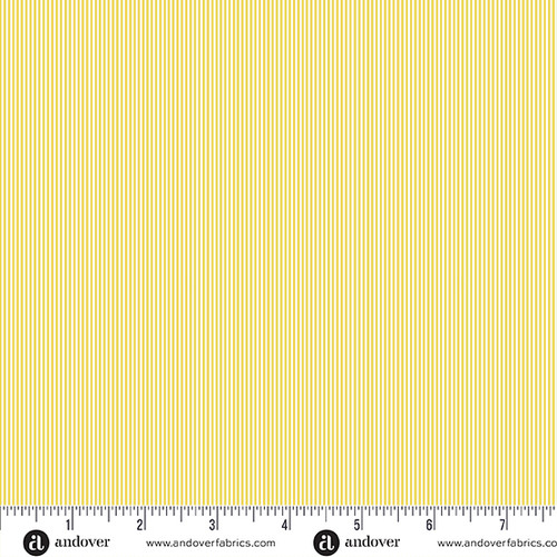 Petite Fleur by Makower UK Pin Stripe Yellow