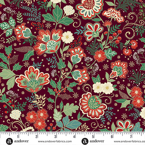 Adorn by Makower UK Bloom Burgandy