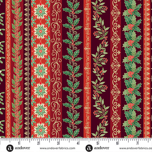 Adorn by Makower UK Garland Stripe Burgandy