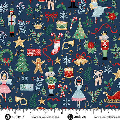 The Nutcracker by Makower UK Fairytale Blue