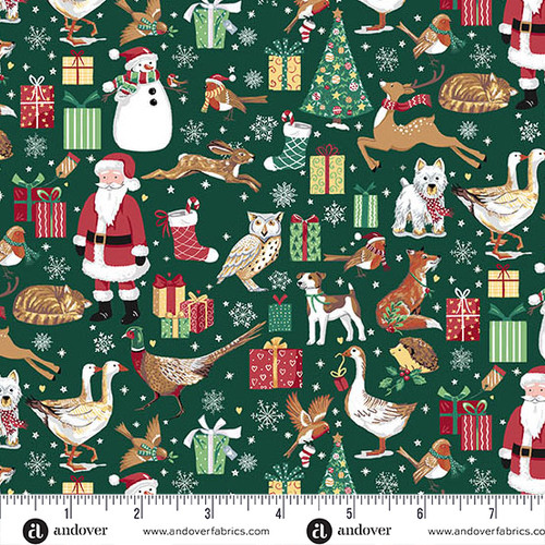 Country Christmas by Makower UK Friends Green