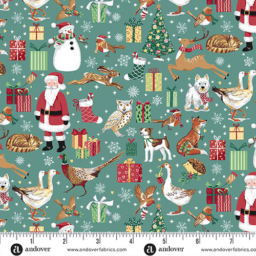 Country Christmas by Makower UK Friends Teal