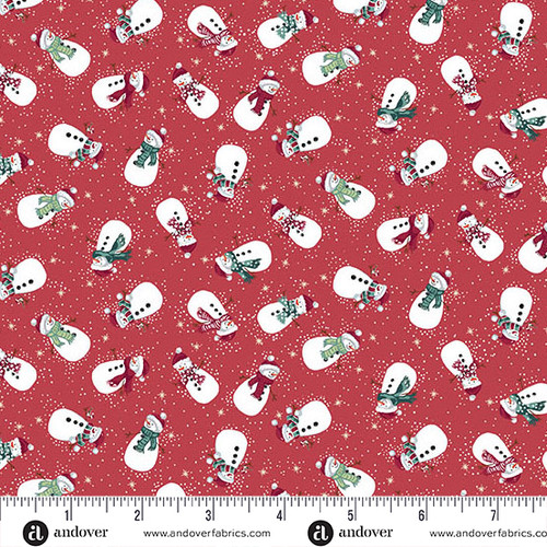 Country Christmas by Makower UK Snowmen Red