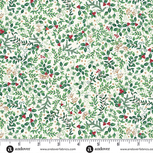 Country Christmas by Makower UK Evergreen Cream